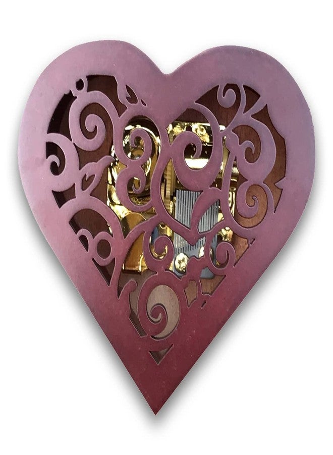 BinkeGG Brown Wooden Heart Hollow Out Music Box with Sankyo Musical Movement (60 Tunes Option) (What a Wonderful World) - Image 5